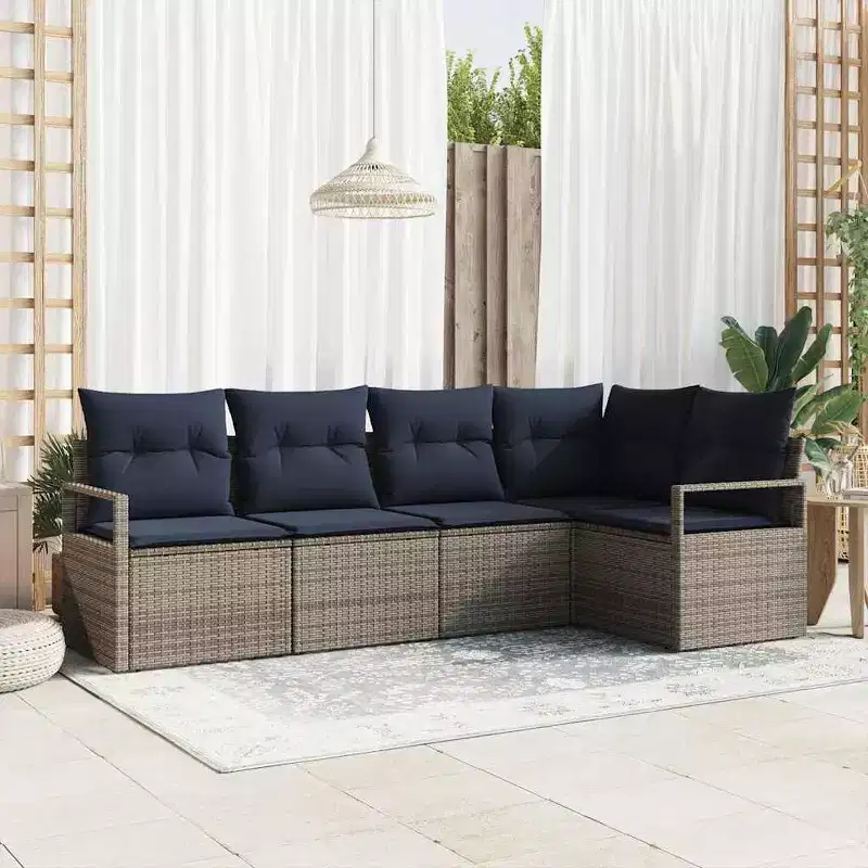 vidaXL Salon de jardin 5 pcs Marron Résine tressée