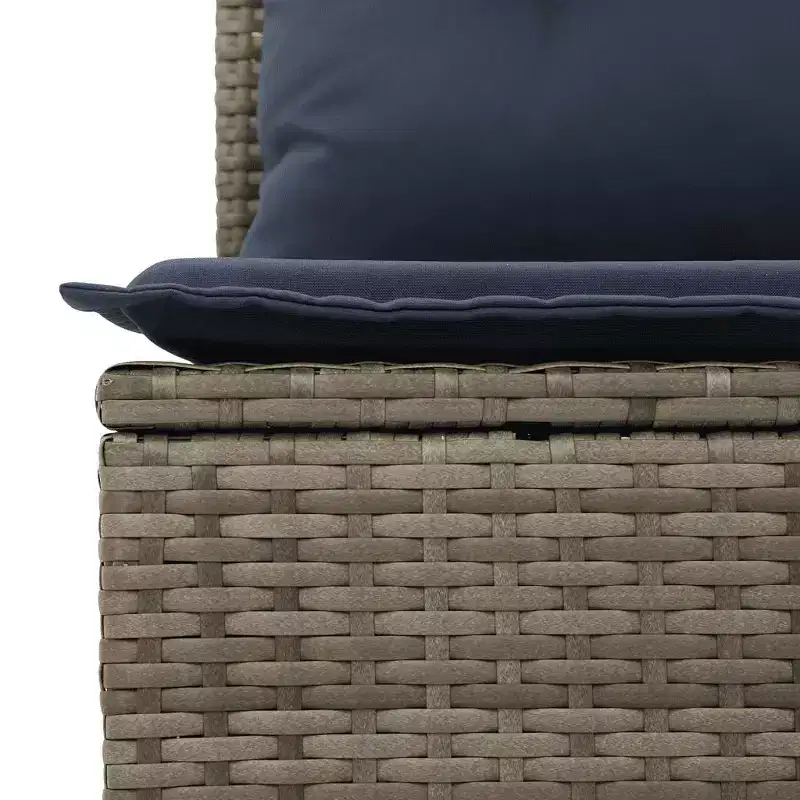 vidaXL Salon de jardin 6 pcs avec coussins résine tressée - Noir et bleu avec table
