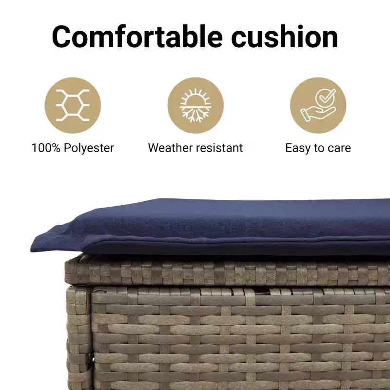 vidaXL Salon de jardin 6 pcs avec coussins résine tressée - Noir et bleu avec table