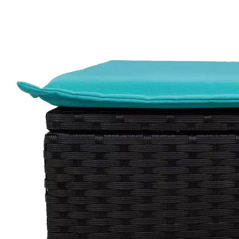 vidaXL Salon de jardin 6 pcs avec coussins résine tressée - Noir et bleu avec table