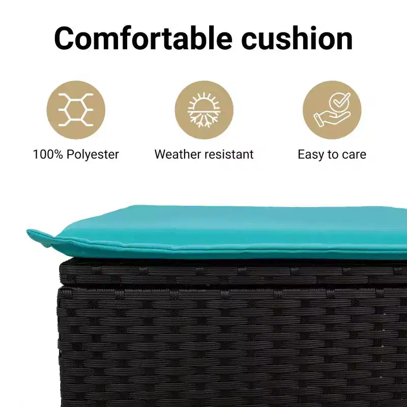 vidaXL Salon de jardin 6 pcs avec coussins résine tressée - Noir et bleu avec table