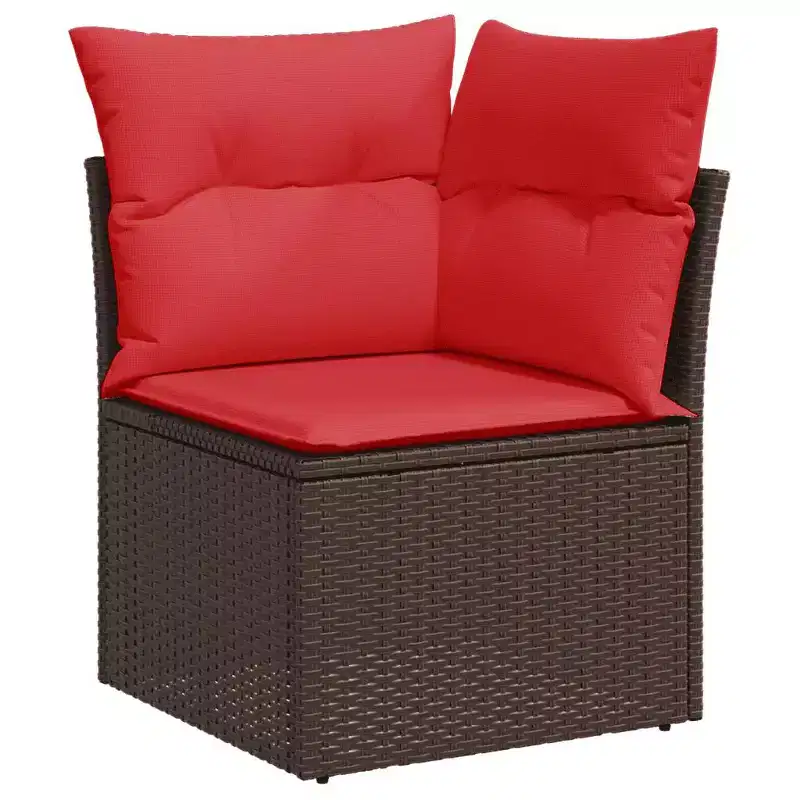 vidaXL Salon de jardin 6 pcs avec coussins résine tressée - Noir et bleu avec table