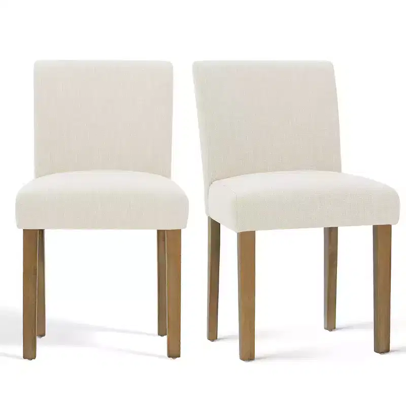 Ensemble de salle à manger extensible pour 8, table rectangulaire avec rallonges amovibles et chaises en lin sans accoudoirs, avec pieds en bois massif-Panipeachy