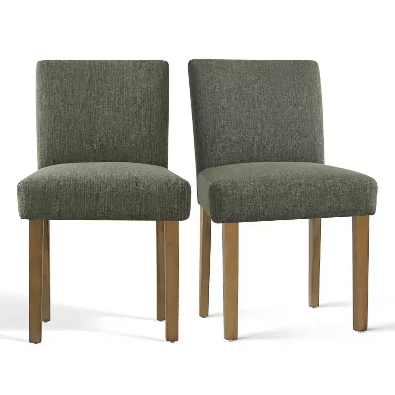 Ensemble de salle à manger extensible pour 8, table rectangulaire avec rallonges amovibles et chaises en lin sans accoudoirs, avec pieds en bois massif-Panipeachy