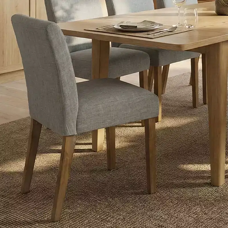 Ensemble de salle à manger extensible pour 8, table rectangulaire avec rallonges amovibles et chaises en lin sans accoudoirs, avec pieds en bois massif-Panipeachy