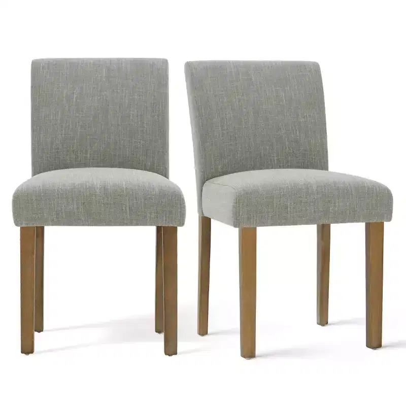 Ensemble de salle à manger extensible pour 8, table rectangulaire avec rallonges amovibles et chaises en lin sans accoudoirs, avec pieds en bois massif-Panipeachy