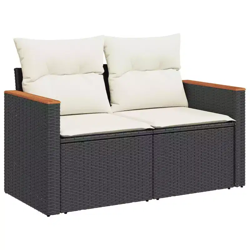 vidaXL Salon de jardin modulable avec coussins - Résine tressée et bois d'acacia