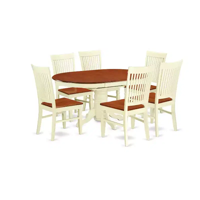 Ensemble de salle à manger 7 pièces - Table ovale avec rallonge et 6 chaises - Ensemble de coin repas pour cuisine