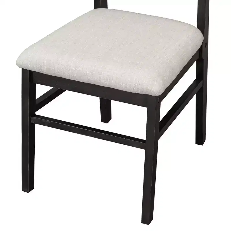 Ensemble table de salle à manger 6 pièces avec chaises rembourrées et banc, style rustique fermier, naturel/espresso-ModernLuxe