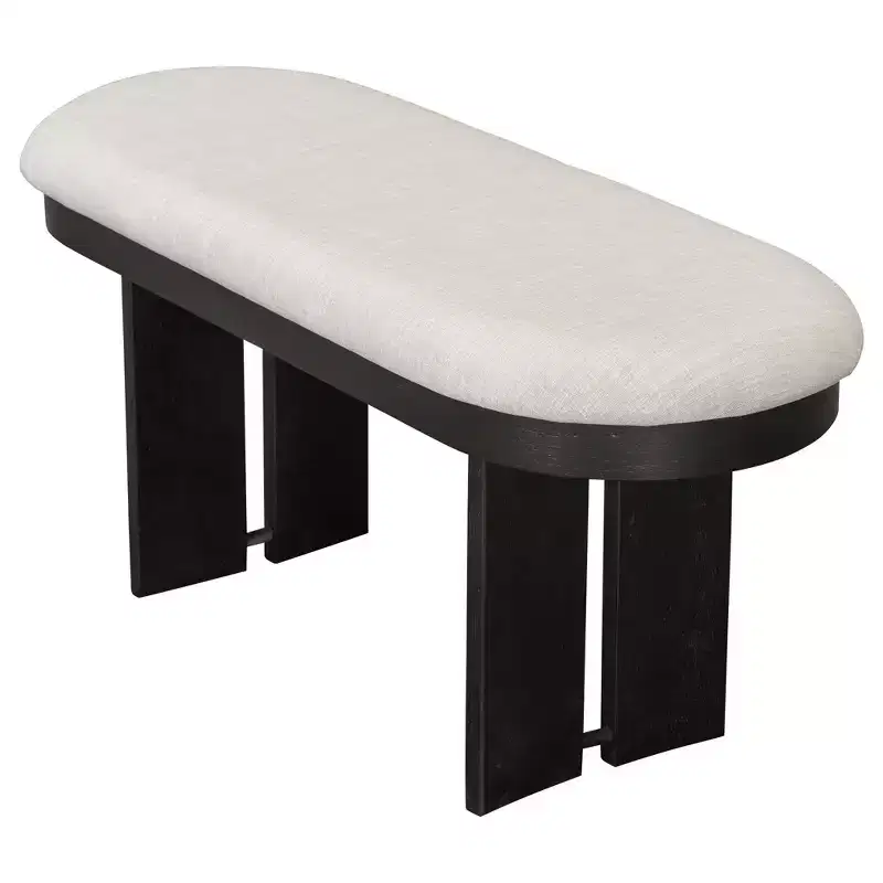 Ensemble table de salle à manger 6 pièces avec chaises rembourrées et banc, style rustique fermier, naturel/espresso-ModernLuxe