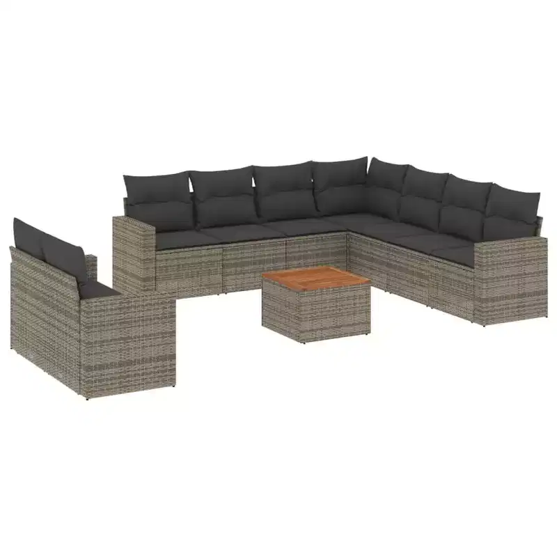vidaXL Salon de jardin avec coussins en résine tressée
