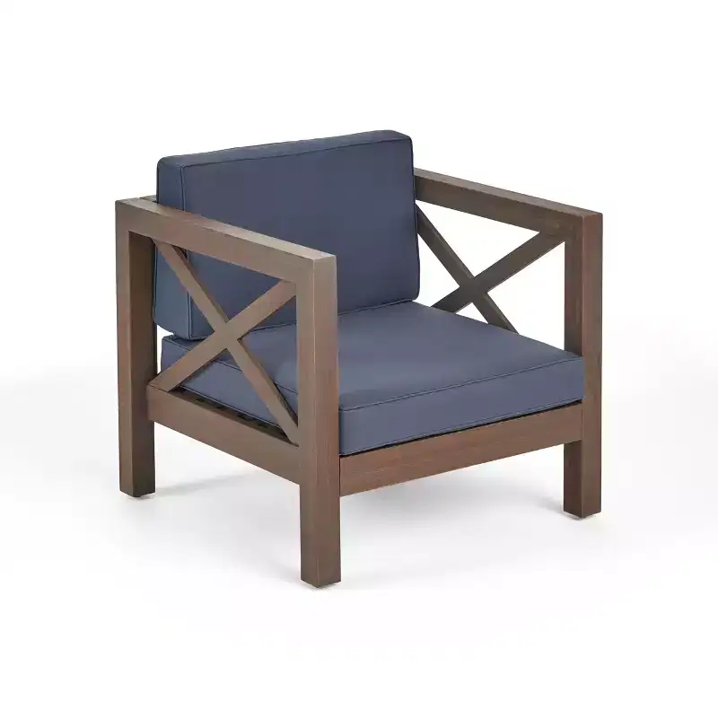 Christopher Knight Home Brava Ensemble de conversation d'extérieur 4 places en bois d'acacia avec coussins