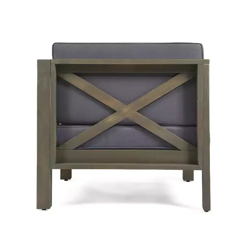 Christopher Knight Home Brava Ensemble de conversation d'extérieur 4 places en bois d'acacia avec coussins