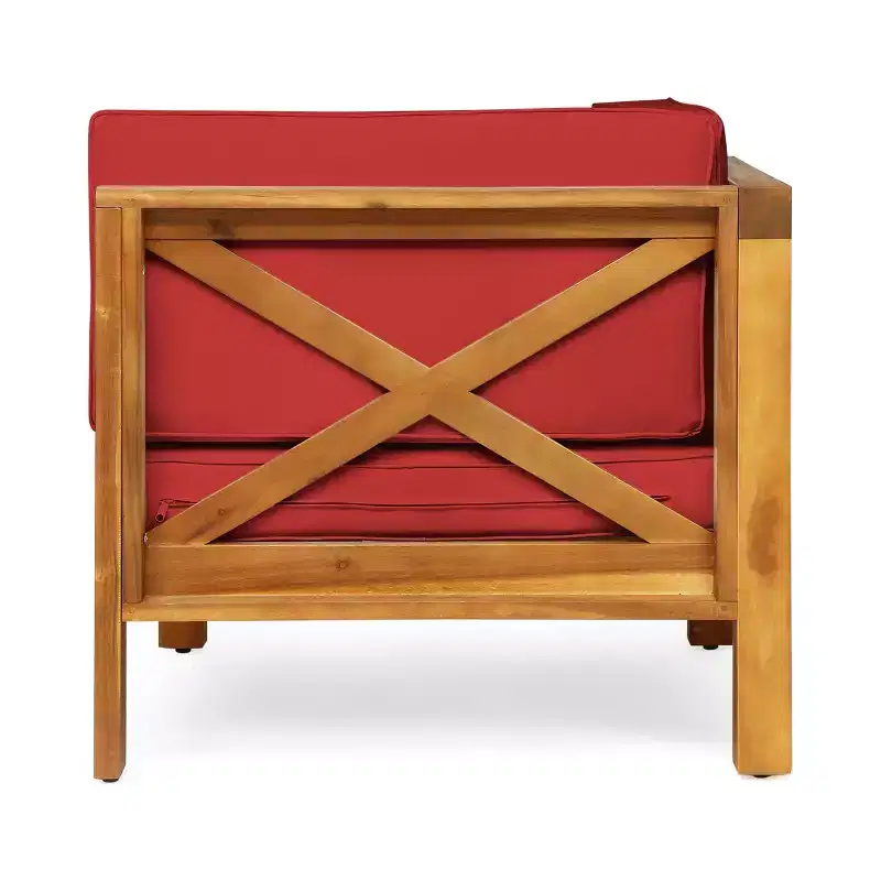 Christopher Knight Home Brava Ensemble de conversation d'extérieur 4 places en bois d'acacia avec coussins