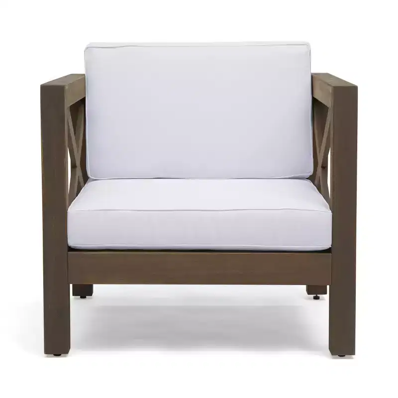 Christopher Knight Home Brava Ensemble de conversation d'extérieur 4 places en bois d'acacia avec coussins