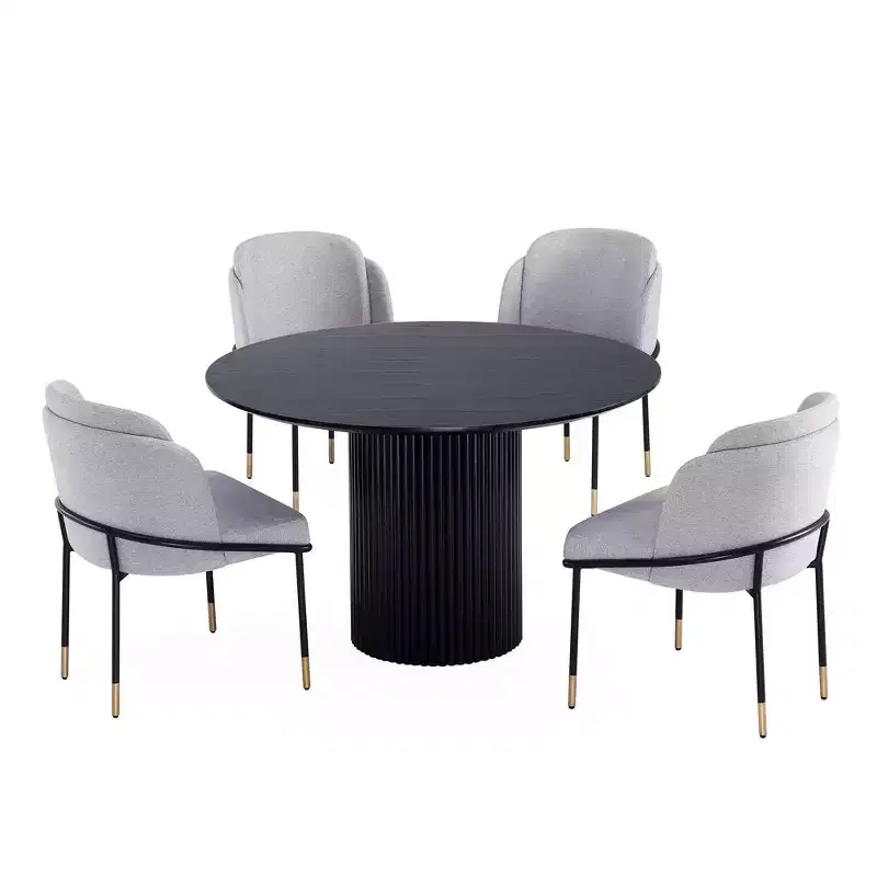 Manhattan Comfort – Ensemble repas rond Hathaway and Flor 5 pièces de 120 cm