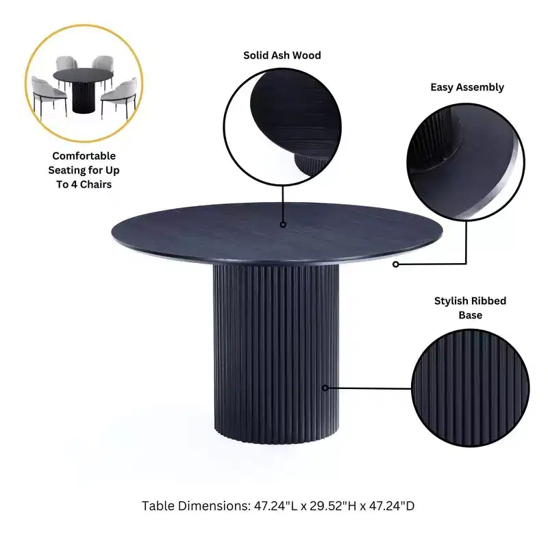 Manhattan Comfort – Ensemble repas rond Hathaway and Flor 5 pièces de 120 cm