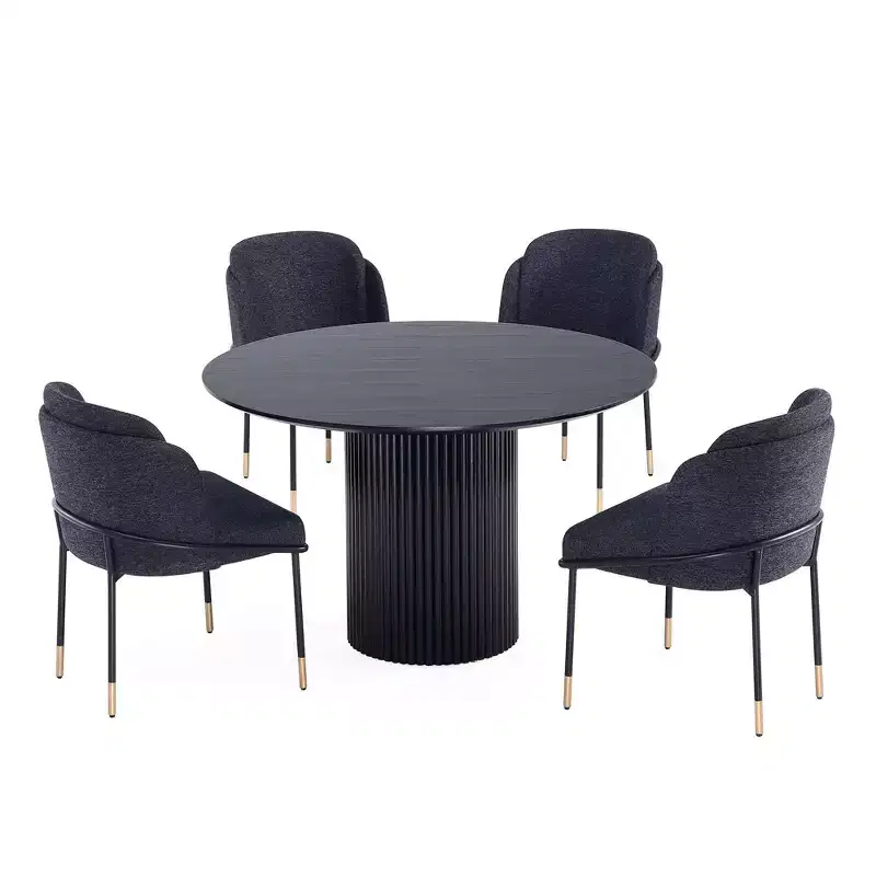 Manhattan Comfort – Ensemble repas rond Hathaway and Flor 5 pièces de 120 cm