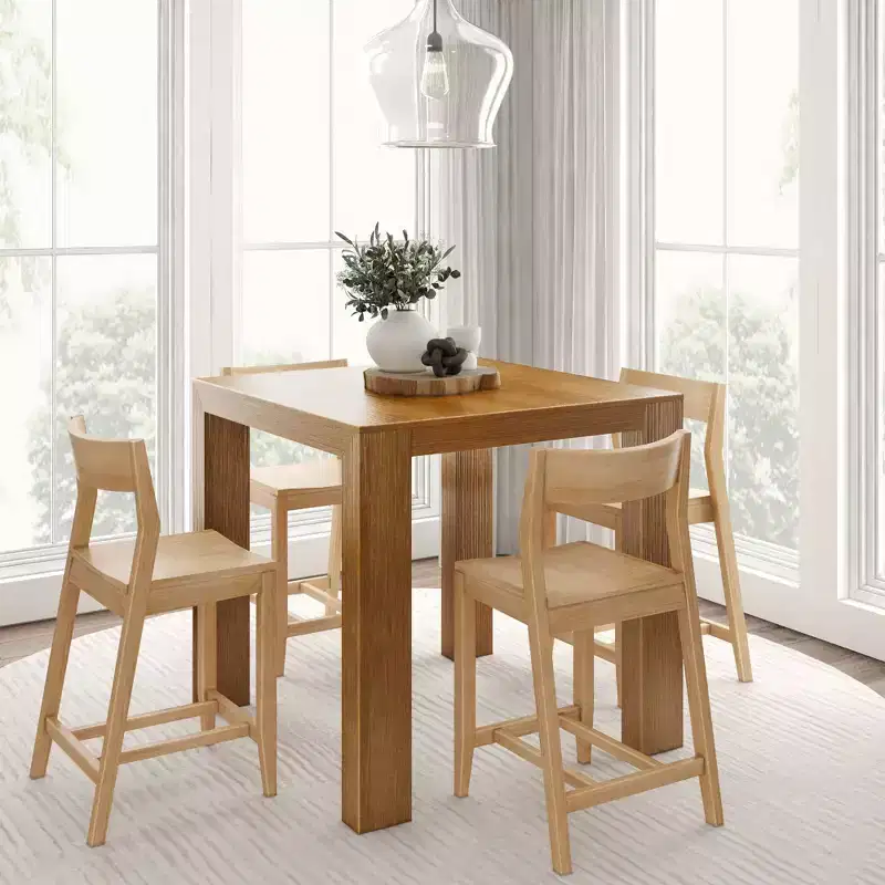 Table haute de comptoir moderne Plank and Beam + 2 chaises de comptoir modernes (paquet de 2)
