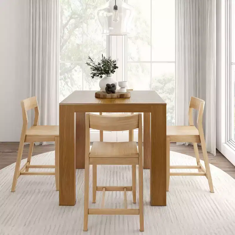 Table haute de comptoir moderne Plank and Beam + 2 chaises de comptoir modernes (paquet de 2)