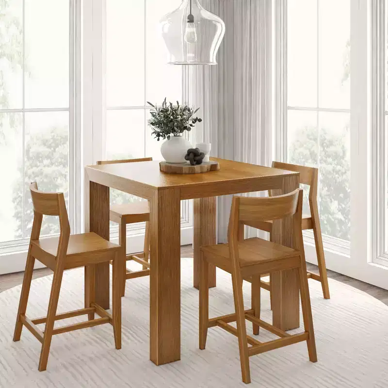 Table haute de comptoir moderne Plank and Beam + 2 chaises de comptoir modernes (paquet de 2)