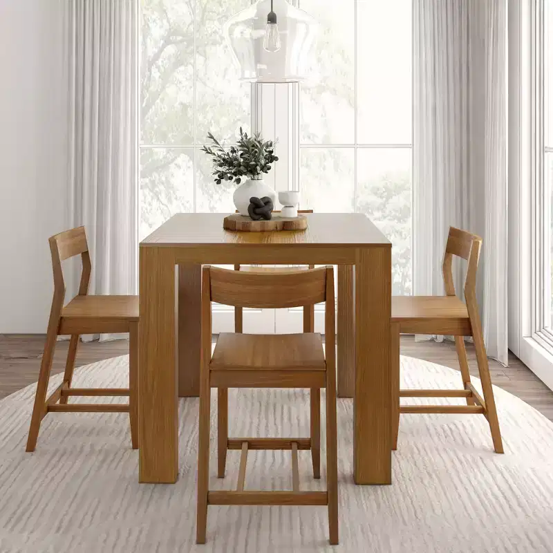 Table haute de comptoir moderne Plank and Beam + 2 chaises de comptoir modernes (paquet de 2)