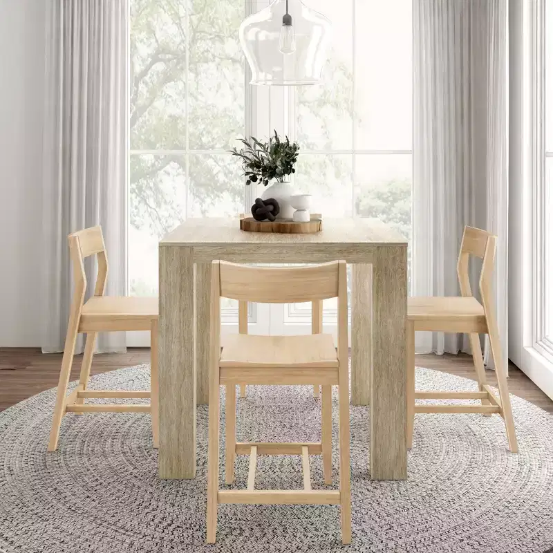 Table haute de comptoir moderne Plank and Beam + 2 chaises de comptoir modernes (paquet de 2)