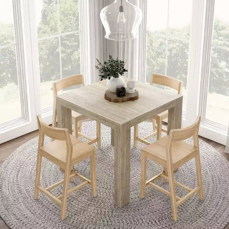Table haute de comptoir moderne Plank and Beam + 2 chaises de comptoir modernes (paquet de 2)
