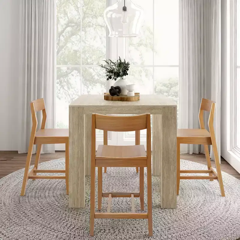 Table haute de comptoir moderne Plank and Beam + 2 chaises de comptoir modernes (paquet de 2)