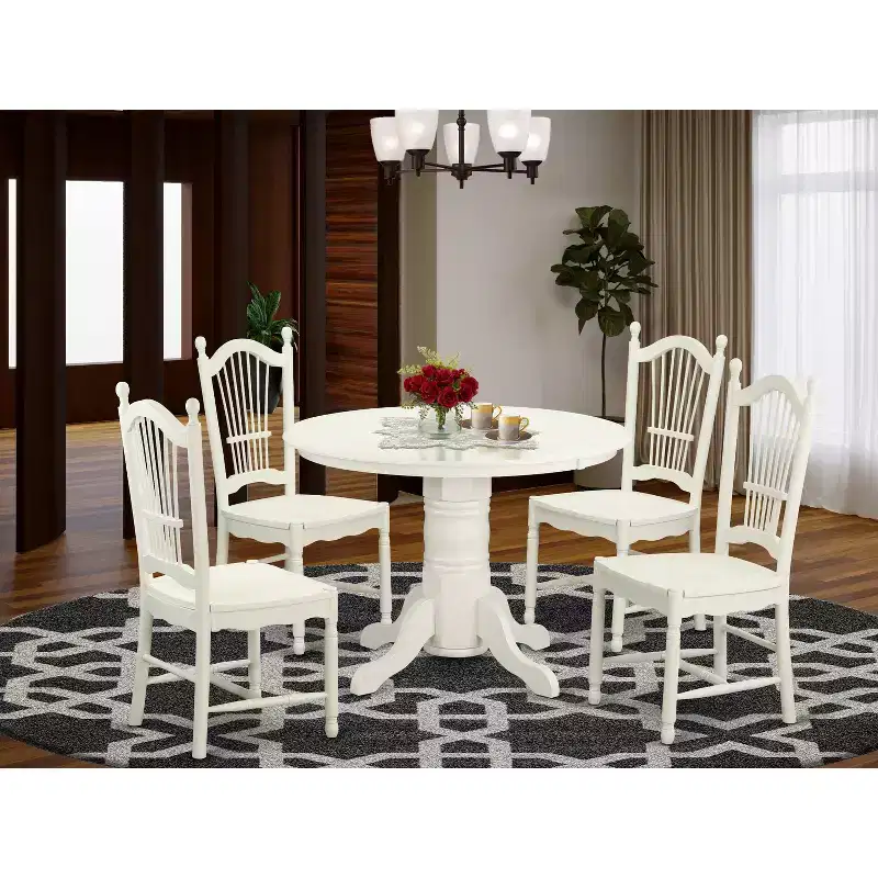 Ensemble de salle à manger rond - Table et chaises de cuisine 5 pièces - Idéal petits espaces