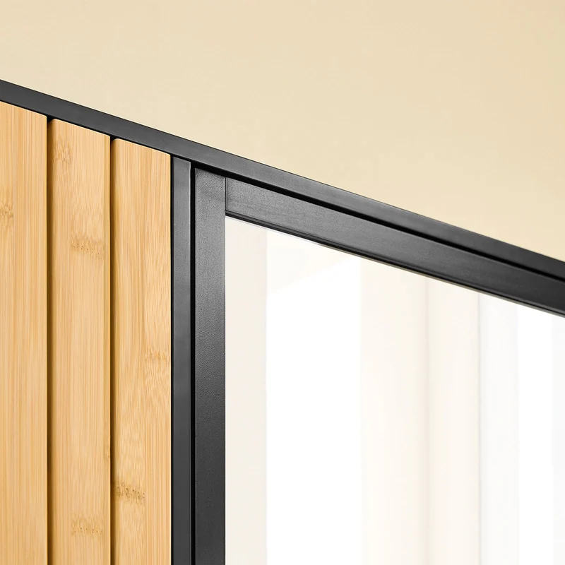 SoBuy | Badezimmerschrank hängend | mit Spiegel und seitlichen Fächern | 50x20x45cm | Schwarz | BZR204-SCH