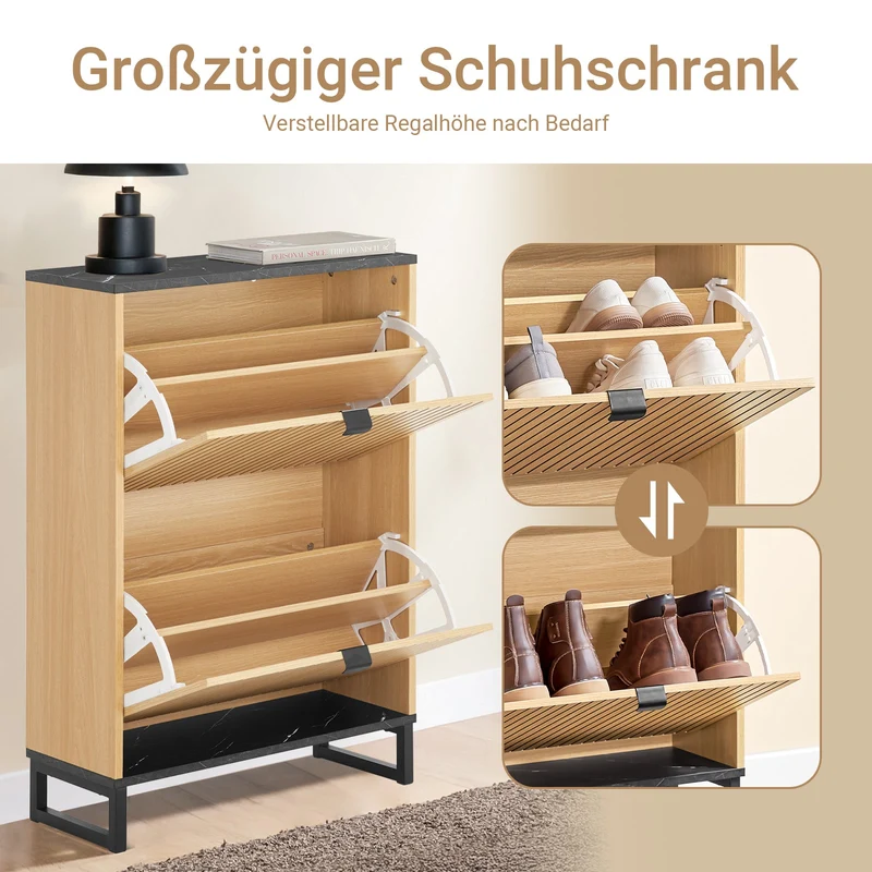 SoBuy | Schuhschrank schmal | Schuhregal mit Klappen | für 8-12 Paar | FSR202-N