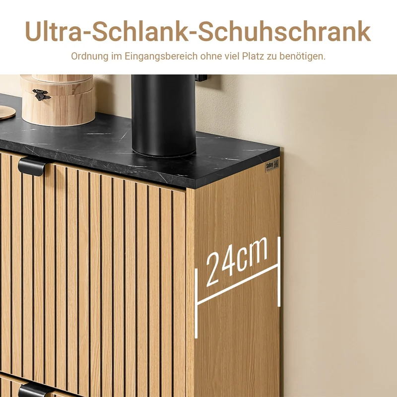 SoBuy | Schuhschrank schmal | Schuhregal mit Klappen | für 8-12 Paar | FSR202-N