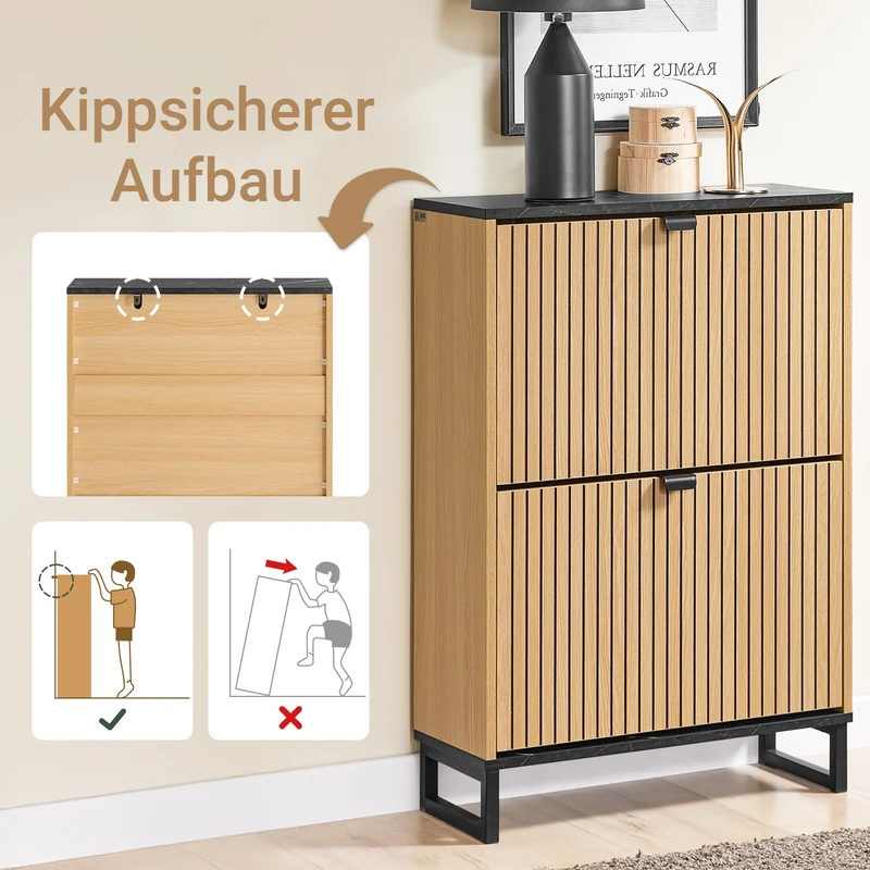 SoBuy | Schuhschrank schmal | Schuhregal mit Klappen | für 8-12 Paar | FSR202-N