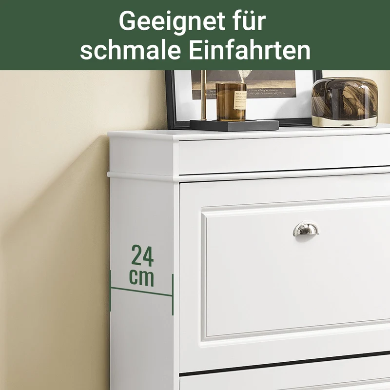 SoBuy | Schuhkipper | Schuhschrank mit 2 Klappen | Schuhkommode Weiß | FSR78-L-W