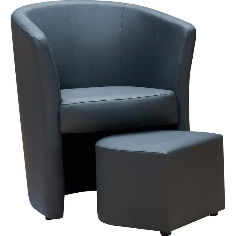 Poltrona con pouf estraibile colore grigio scuro Pegasus