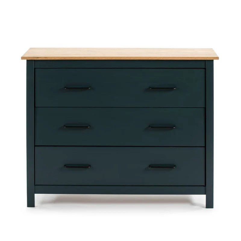Comò in legno massiccio colore blu e pino Miranda 100x40x80H