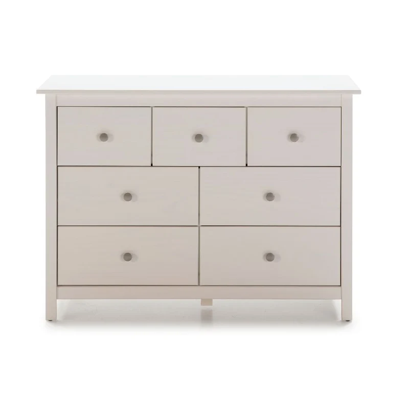 Cassettiera con 4 cassettoni e 3 cassetti in legno massiccio colore bianco Berna 110x40x80H