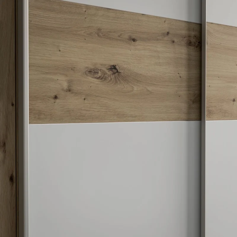 Armadio 4 ante rovere e bianco con ante scorrevoli e battenti 200x61x190H Teodoro