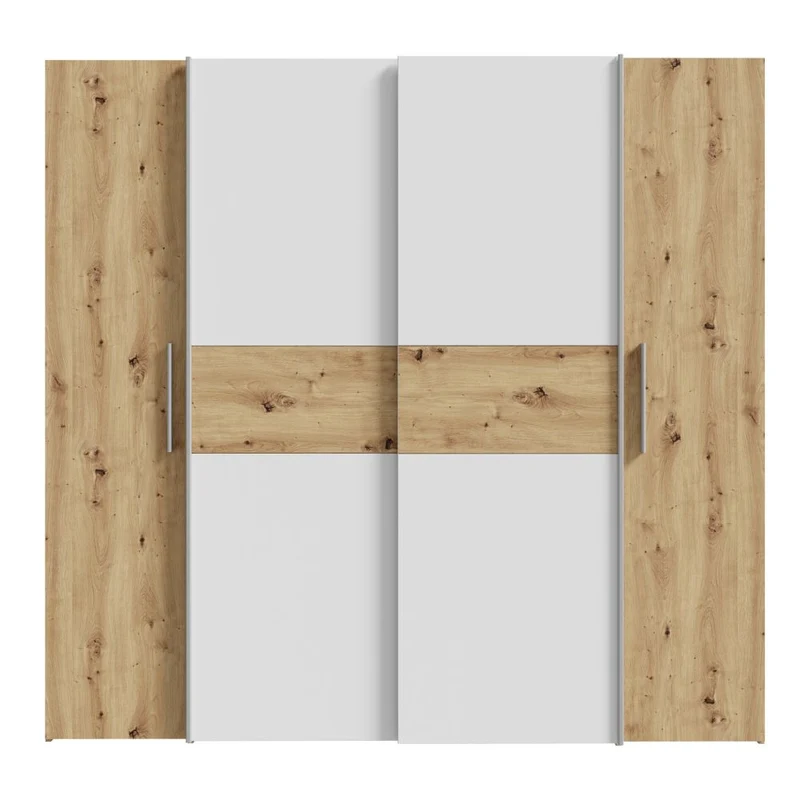 Armadio 4 ante rovere e bianco con ante scorrevoli e battenti 200x61x190H Teodoro