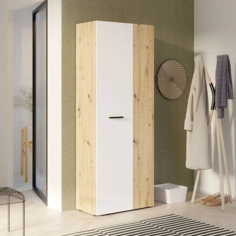 Armadio multiuso 2 ante rovere con anta bianca 68x36.5x181H Teodoro