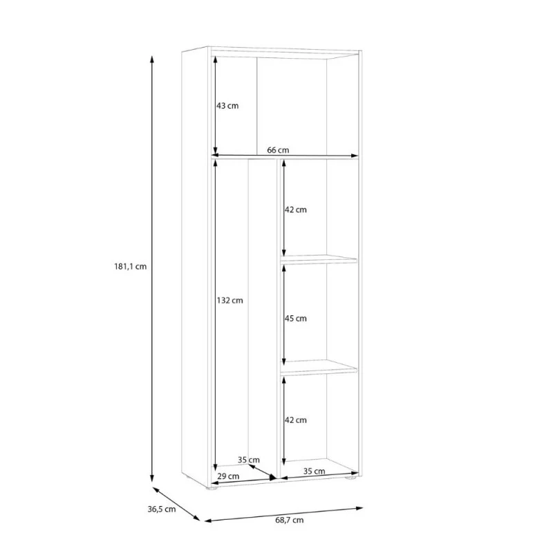 Armadio multiuso 2 ante rovere con anta bianca 68x36.5x181H Teodoro