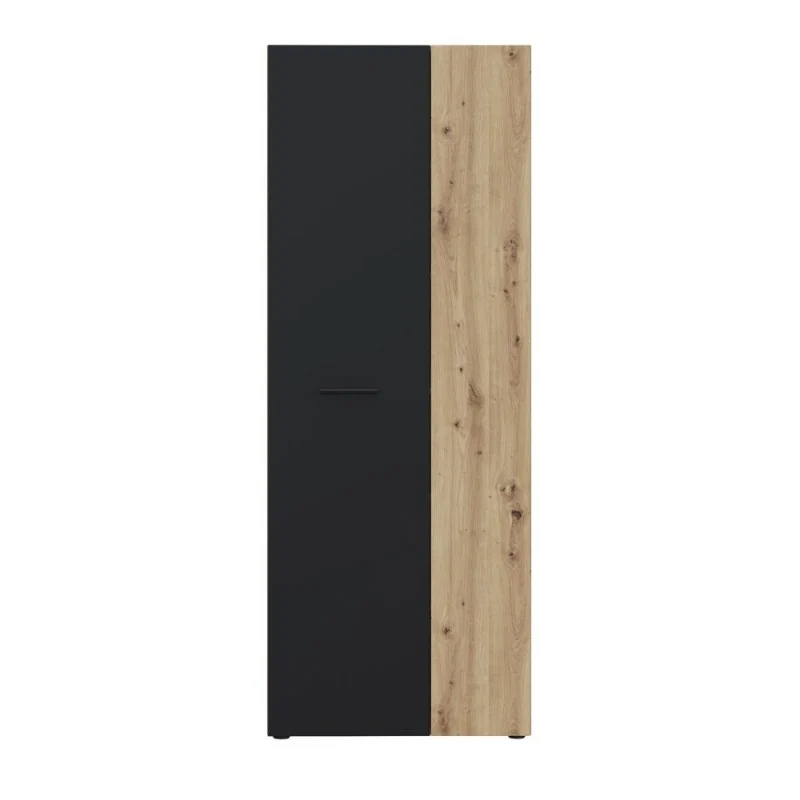 Armadio multiuso 2 ante rovere con anta nera 69x36.5x181H Teodoro