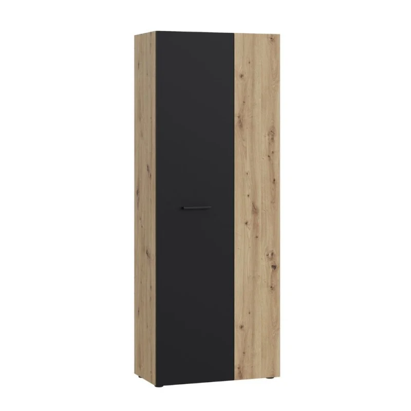 Armadio multiuso 2 ante rovere con anta nera 69x36.5x181H Teodoro