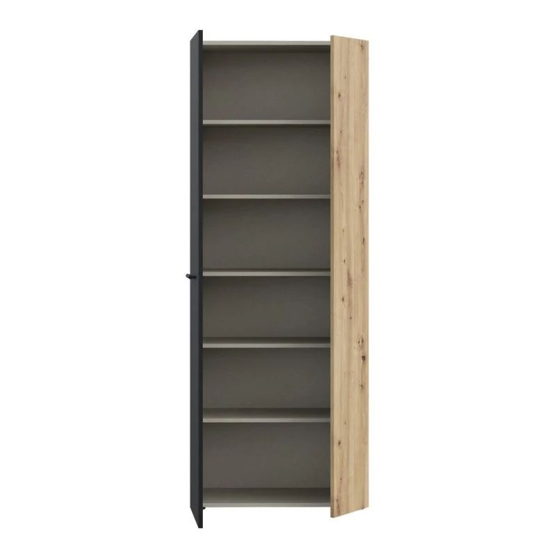 Armadio multiuso 2 ante rovere con anta nera 69x36.5x181H Teodoro