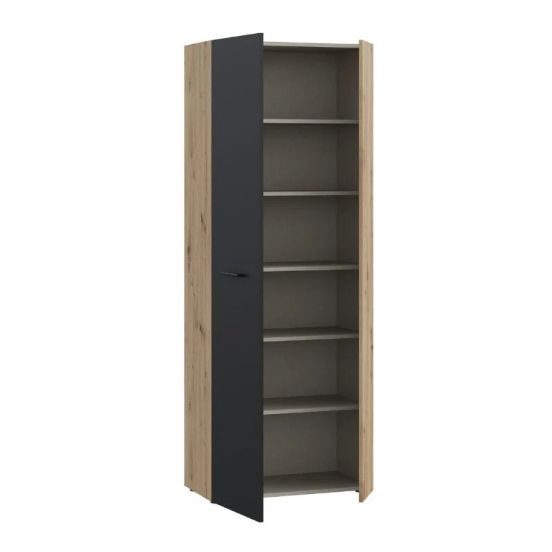 Armadio multiuso 2 ante rovere con anta nera 69x36.5x181H Teodoro