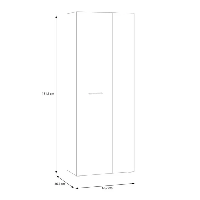 Armadio multiuso 2 ante rovere con anta nera 69x36.5x181H Teodoro