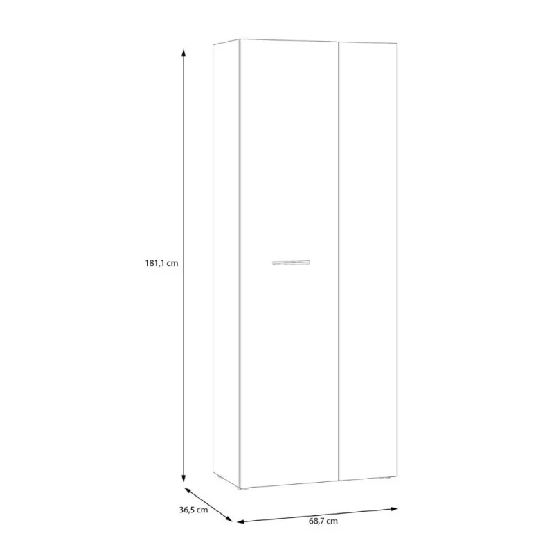 Armadio multiuso 2 ante rovere con anta bianca 69x36.5x181H Teodoro