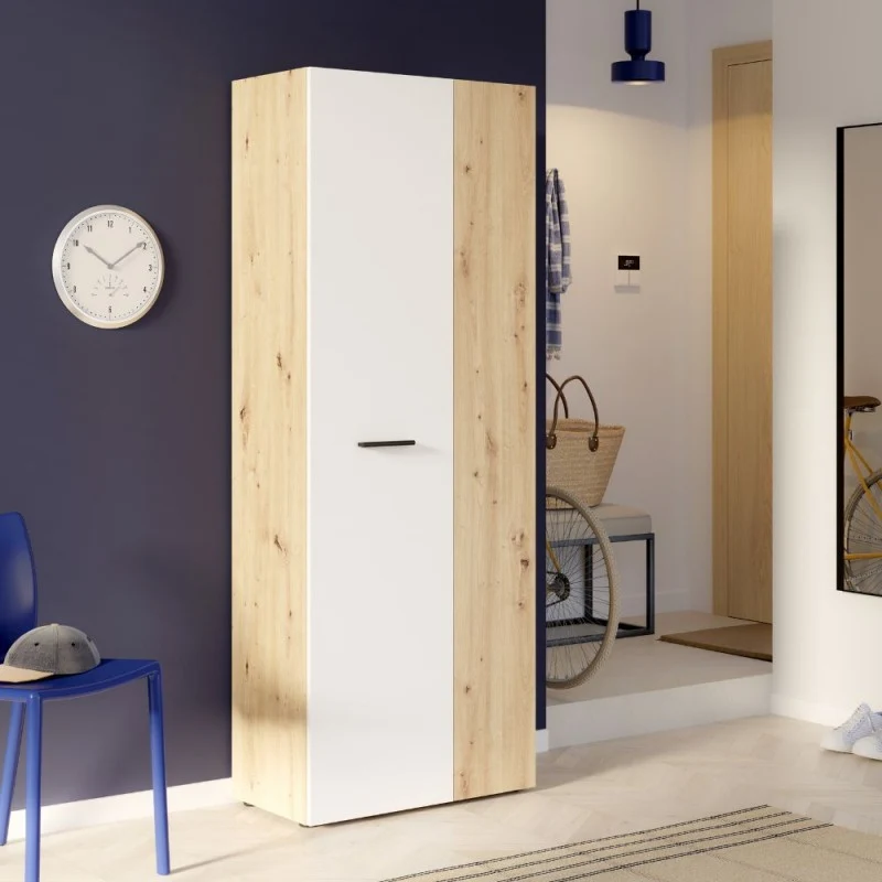 Armadio multiuso 2 ante rovere con anta bianca 69x36.5x181H Teodoro