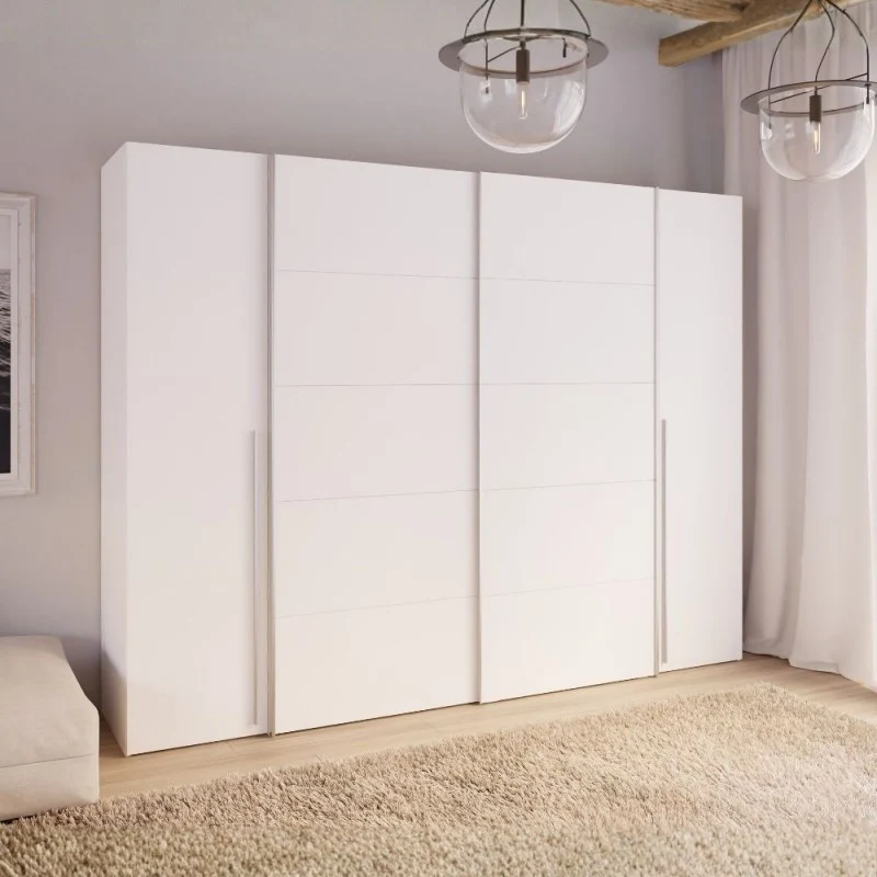 Armadio con 2 ante scorrevoli e 2 battenti 270x61x210 colore bianco Callia